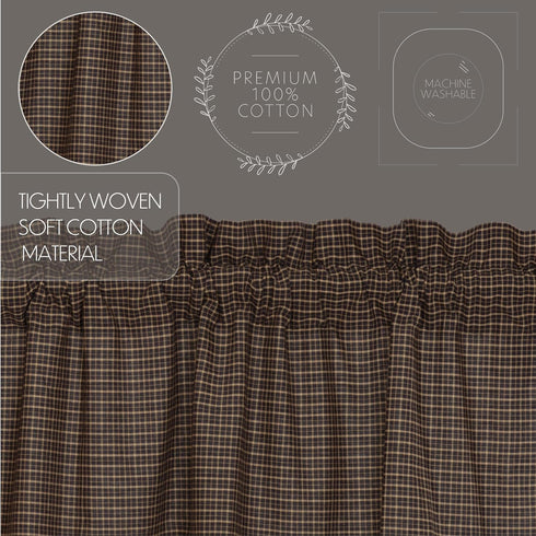VHC Brands Kettle Grove Window Curtain, Plaid Valance Scalloped, Black, 16x72...