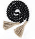 58in Wood Bead Garland with Tassels, Farmhouse Rustic Country Decor Prayer Boho Wall Hanging Decoration (Black)...