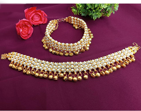 Efulgenz Indian Anklets for Women Crystal Ankle Bracelet White Pearl Ankle Bracelet Bridal Anklet Anklet Bells Indian Payal Anklet Ghungroo Anklet...