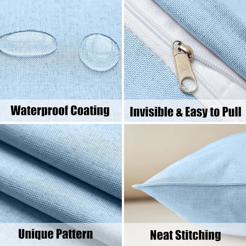 NiNi ALL Outdoor Waterproof Throw Pillow Covers Set of 2 Decorative Farmhouse Garden Pillowcase Solid Cushion Cases for Patio Tent Couch 18x18 inc...