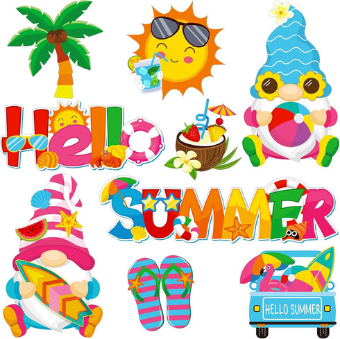 9 Pieces Summer Magnets Summer Fridge Magnet Decals Gnomes Flip Flop Beach Magnetic Stickers for Summer Hawaiian Beach Pool Party Refrigerator Met...