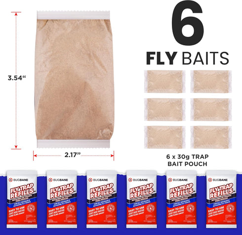 Fly Trap Bait Refills 6x30g. Natural Fly Magnet Bait Refill for All Reusable Outdoor Fly Traps. Fly Trap Refill Packets Fly Bait Refill Packets Fl...