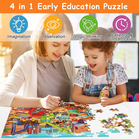 Puzzles for Kids Ages 4-6 6-8 8-10 Year Old 100 Piece Jigsaw Puzzles for Kids Construction Engineering Vehicle Puzzles Educational Toys Gift for C...