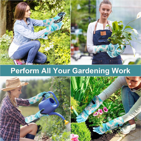 Gardening Gloves for Women, Rose Gloves Gardening Thorn Proof, Long Garden Gloves for Women, Breathable & Durable Leather Gauntlet (Medium, Light ...