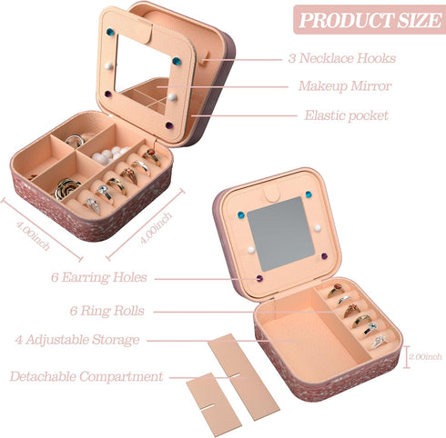 Travel Jewelry Holder Organizer, Jewelry Case Small Jewelry Boxes Organizers with Mirror Travel Jewelry Boxes for Teen Girls Women (Work Hard)...