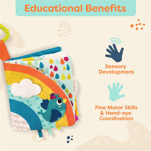 B. toys- B. baby – Interactive Soft Baby Book – Rainbow Sunshine- Baby Developmental toy- Cloth Book for Babies – Sensory Features – 6 Months +...