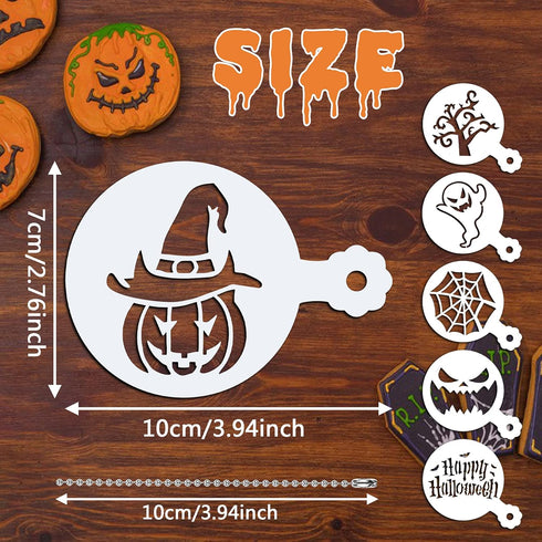 JULBEAR 36 Pieces Reusable Halloween Cake Cookie Stencils Templates Mold Tools for Cookies DIY Holiday Baking Painting Dessert Craft Coffee Decora...