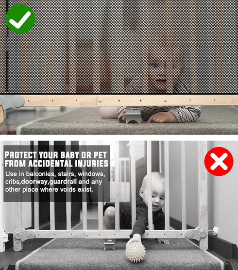 Stairway Net, Baby Gate for Stairs with No Drilling, Baby Safety Banister Guard Rail Net, 18 ft L x 2.66 ft H, Safety Net Balcony Banister Stair N...