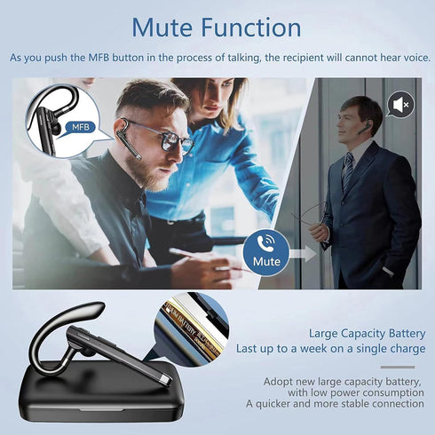 Bluetooth Headset One Ear Earphone Earpiece for Cell Phones Wireless Headset with Charging Case...
