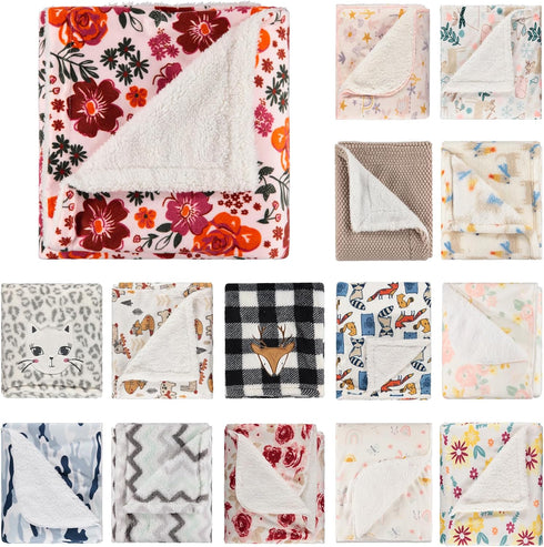 Baby Gear Soft Baby Blanket for Girl Newborn Plush Blanket for Baby 30x30 Flower Print Baby Throw Blanket...