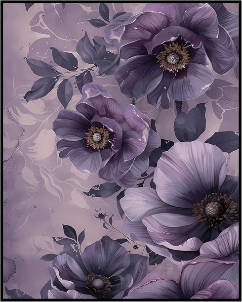 Posterizer 1 pcs-purple dainty pastel aesthetic flowers-Floral & Botanical Art-Abstract & Modern Art-Decor for Home & Office- UNFRAMED Wall Art...