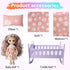 Baby Doll Crib, Wooden Baby Crib for Dolls, Doll House Furniture and Accessories Set, Small Baby Doll Crib Cradle, Baby Doll with Bed for Kids (Ba...