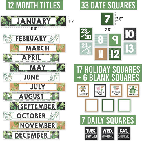 Hadley Designs Farmhouse Classroom Calendar Set Bulletin Board Sets For Teachers - Bulletin Board Calendar, School Calendar For Classroom, Classro...