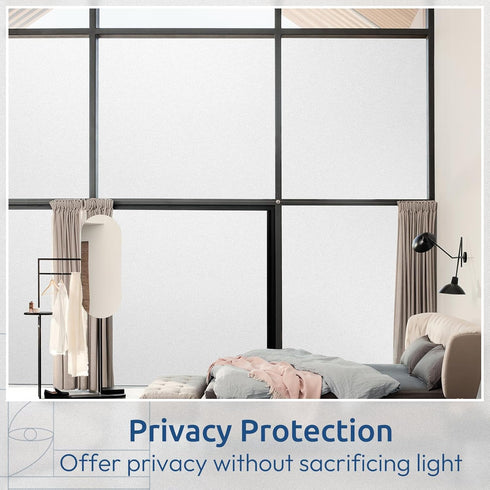 rabbitgoo Window Privacy Film, Non-Adhesive Frosted Glass Window Film for Bathroom, Static Cling Heat Blocking Stickers for Home Indoor Opaque Fro...