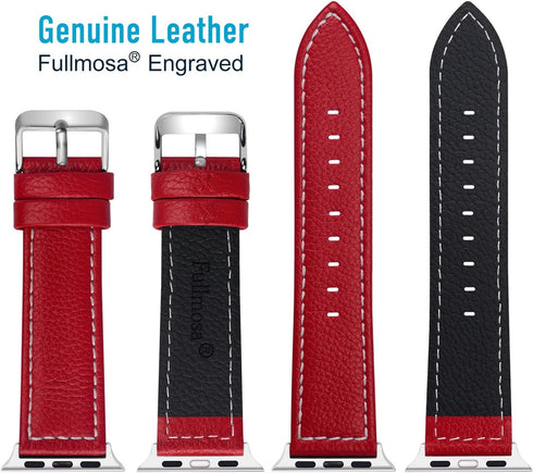 Fullmosa Compatible Apple Watch Band Leather 49mm 46mm 45mm 44mm 42mm 41mm 40mm 38mm for iWatch Ultra2/Ultra/SE/SE2/Series 10/9/8/7/6/5/4/3/2/1,42...