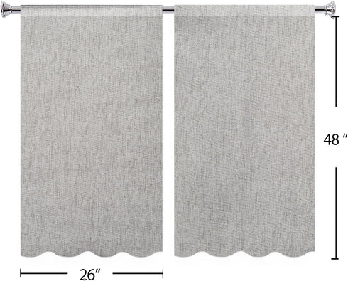 YISURE Linen Textured Short Cafe Tier Curtain, Waterproof Grey Basement Window Curtains Rod Pocket Over Sink for Kitchen Bathroom Farmhouse Laundr...
