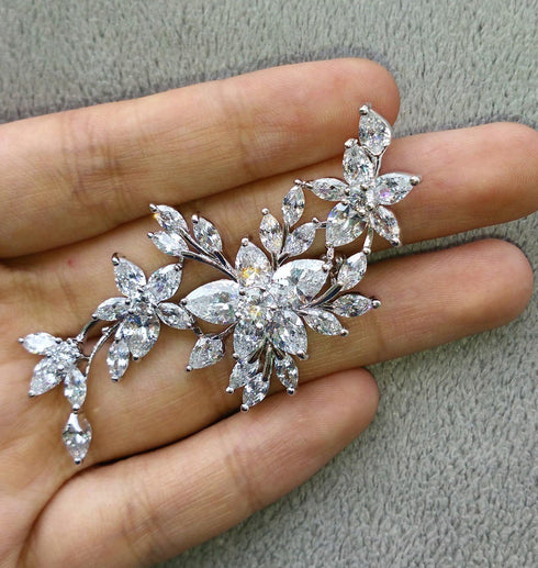 GULICX Silver Tone Zircon Flower Blossom Diamante Brooch Badge Pin Classic Design for Women...