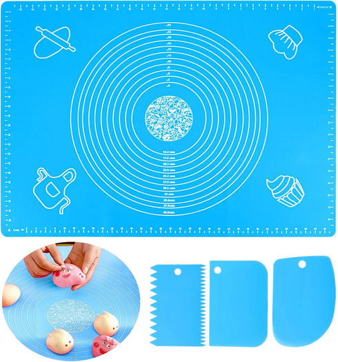 27.6x19.7in Silicone Baking Mat Sheet Pastry Mat with Measurement, Non-Slip Pastry Rolling Mat, Non-Stick Dough Kneading Board Mat, Bread Fondant ...