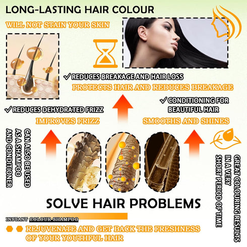 Black Hair Dye Shampoo, 3 in 1 Hair Shampoo,Easy to Use,Long Lasting...