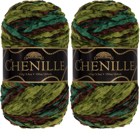 JubileeYarn Chenille Yarn - Worsted Polyester - 100g/Skein - Camelot - 2 Skeins...