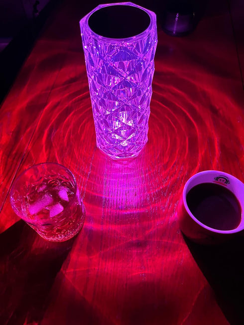 Remote &Touch Control Crystal Table Lamp 3 White and 16 RGB Color Atmosphere Light,Romantic LED Rose Diamond for Living Room Bedroom Party Festiva...