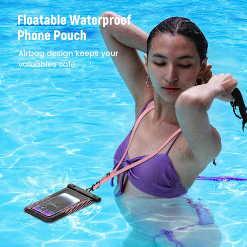 2 Pack Floating Waterproof Phone Pouch Up to 9.0", Large IPX8 Waterproof Phone Case Dry Bag with Detachable Lanyard for iPhone 15/14/13 Pro Max/Ga...
