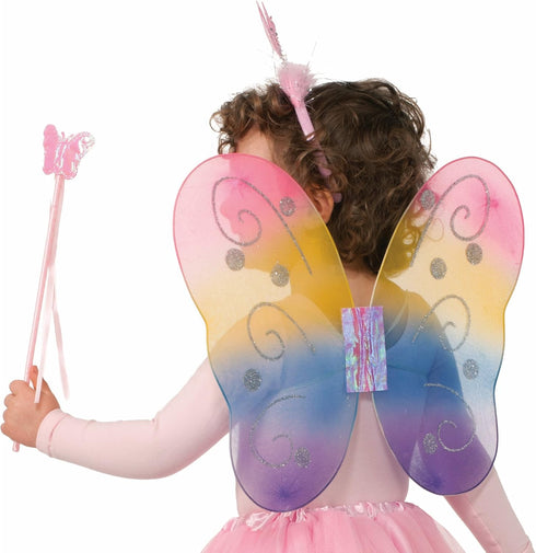 Forum Novelties 3-Piece Child Fairy Set with Wings/Wand/Headband, Rainbow...