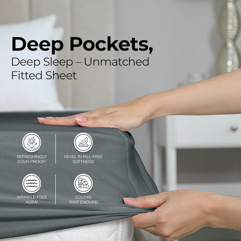 Utopia Bedding Queen Fitted Sheet - Bottom Sheet - Deep Pocket - Soft Microfiber - Shrinkage and Fade Resistant - Easy Care -1 Fitted Sheet Only (...