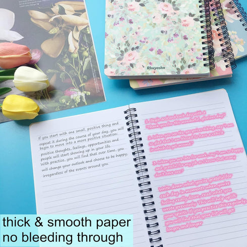 Spiral Notebooks, Cute Journals for Women, 4 Pack College Ruled Hardcover Notepad for Work, B6 Size, Small 5 × 7 Flower Journal Office Supplies...