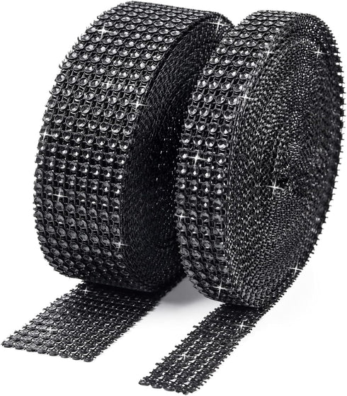BTSD-home 20Yards Rhinestone Diamond Ribbon Roll for Wedding Cakes, Birthday Decorations, Baby Shower Events, Arts and Crafts Projects 2 Rolls (Bl...