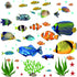 Fish Wall Stickers Under The Sea Decorative Wall Decals Coral Reef Fish Wall Stickers Peel and Stick Starfish Wall Art Sticker Decals for Kids Nur...