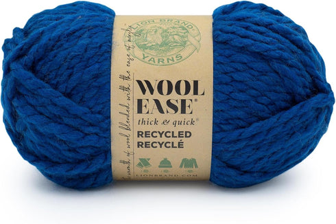 Lion Brand Yarn Wool-Ease T&Q Recycled, Bulky Yarn for Crochet, Royal Blue, 1 Pack......