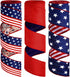 Solsew 3 Rolls Red White and Blue Patriotic Ribbons Double Sided 4th of July Ribbon 18 Yards Patriotic 2.5 Inch Burlap Wired Edge Ribbon Independe...