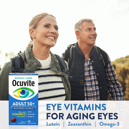 Ocuvite Eye Vitamin & Mineral Supplement, Contains Zinc, Vitamins C, E, Omega 3, Lutein, & Zeaxanthin, Bausch & Lomb Ocuvite Adult 50+ Eye Vitamin...