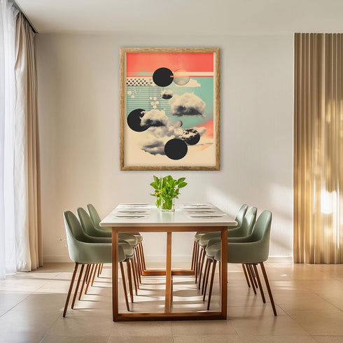 Posterizer 1 pcs-planets and clouds-peaceful surreal collage-Abstract & Modern Art-Astronomy & Celestial Art-Gift for Art Lovers- UNFRAMED Wall Ar...