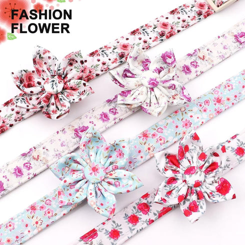 Beirui Cute Spring Dog Collar with Flower, Lightweight Soft Girl Dog Collar for Female Male Dogs, Adjustable Floral Pet Collar for Small Medium La...