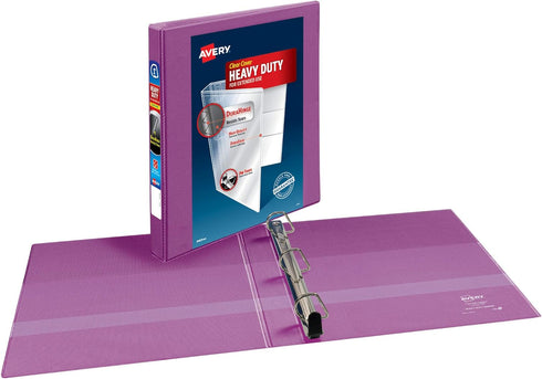 Avery Heavy-Duty 3 Ring Binder, 1 Inch Slant Rings, Orchid View Binder (79272)...