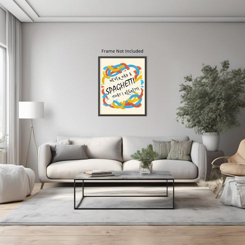Posterizer 1 pcs-Funny Colorful Kitchen Print, Spaghetti Regretti-Kitchen & Bar Art-GIft for Men Women Teens-Art for Cafe, Restaurant, Coffee Bar ...