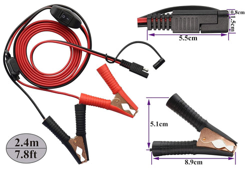 Crocodile Clip Cable 16 AWG Wire Harness SAE to Battery Alligator Crocodile Clip12V DC Extension Cord with Switch and Fuse Box Quick Connect/Disco...
