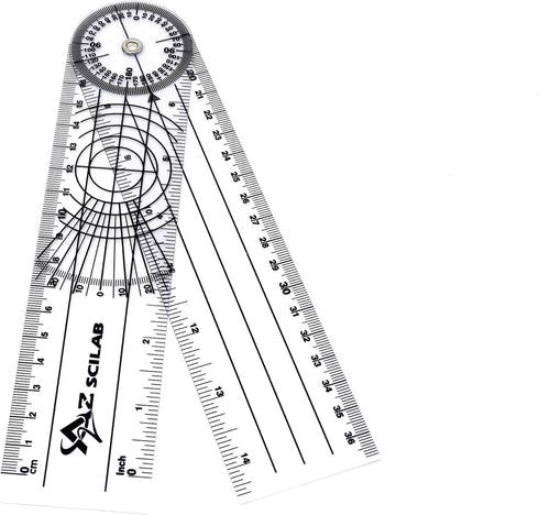 A2ZSCILAB Plastic 8" Spinal Goniometer 360 Degree ISOM Physical Therapy Angle Protractor Ruler...