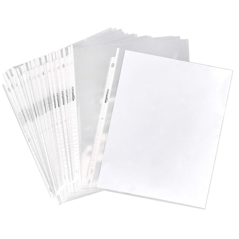 Amazon Basics Clear Sheet Protectors for 3 Ring Binder, 8.5 x 11 Inch,Polypropylene, 100-Pack...