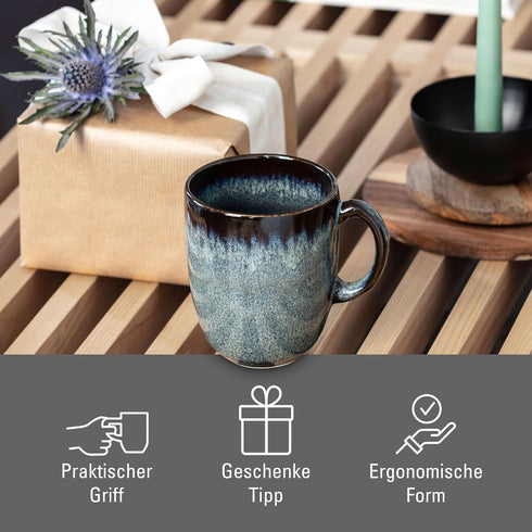 Villeroy & Boch – Lave Gris Mug with Handle, 13.5 oz, Stoneware, Dishwasher and Microwave Safe, Grey...