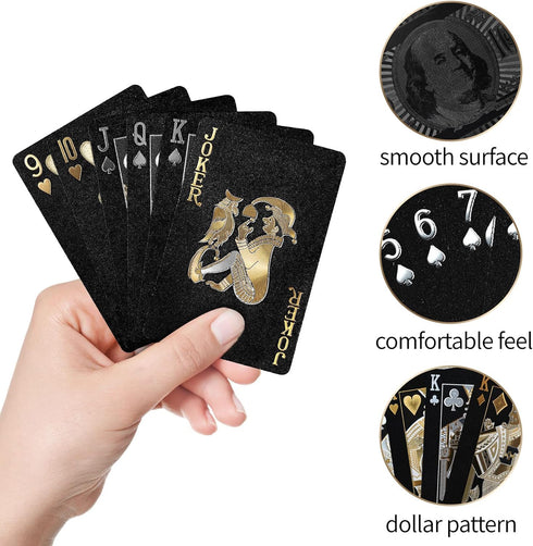 Joyoldelf Black Playing Cards with Dollar Pattern, 2 Pcs Playing Cards - Cool Poker Cards/Playing Cards with Box, Waterproof Playing Cards for Par...