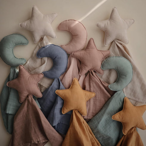 mushie Star Security Blanket | Baby Lovey | 100% Organic Muslin Cotton (Fog)...