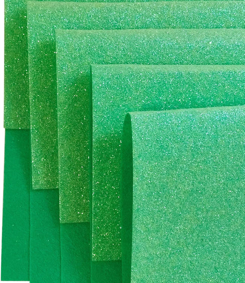 Jtnohx Glitter Felt Fabric, 10pcs Glitter Felt Sheets for Crafts, 8 x12 inches Felt Square Glitter for Party Holiday Greeting Festival Projects (L...
