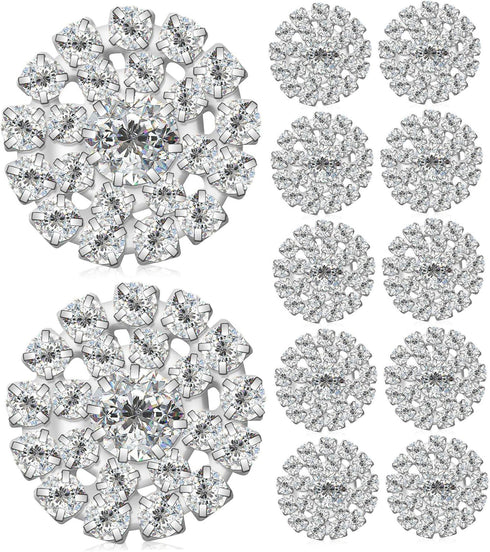 EXCEART 12 Pcs Rhinestone Buckle Sew-on Clothing Buttons Rhinestone Button Embellishment Bulk Buttons Bridal Rhinestone Applique Silver Rhinestone...