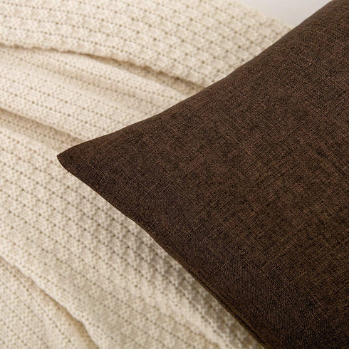 RainRoad Linen Decorative Throw Pillow Covers Cushion Cover Pillow Case for Sofa Couch Bed Chair, Soft Square Dark Brown Throw Pillows 18x18 Inch,...