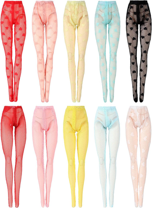 Sotiff 10 Pairs Doll Lace Stockings Handmade Long Sock Female Doll Socks Legging Casual Accessories for DIY Baby Doll Clothes Toy (Cute Style)...