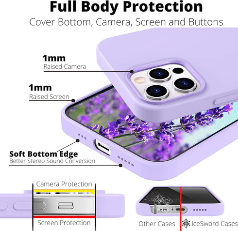 IceSword iPhone 12 Pro Max Case, Liquid Silicone Shockproof Cover, Lavender Purple, 6.7" Protective & Soft Microfiber Lining...