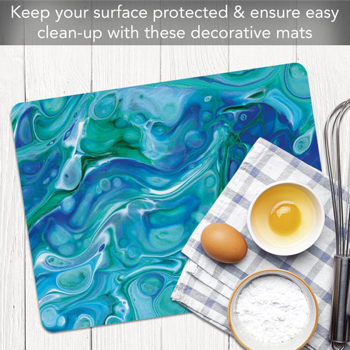 Cut N' Funnel Blue Fluidity Designer Flexible Cutting Board Mat, 15" x 11.5", Made in the USA, Decorative, Flexible, Easy to Clean...